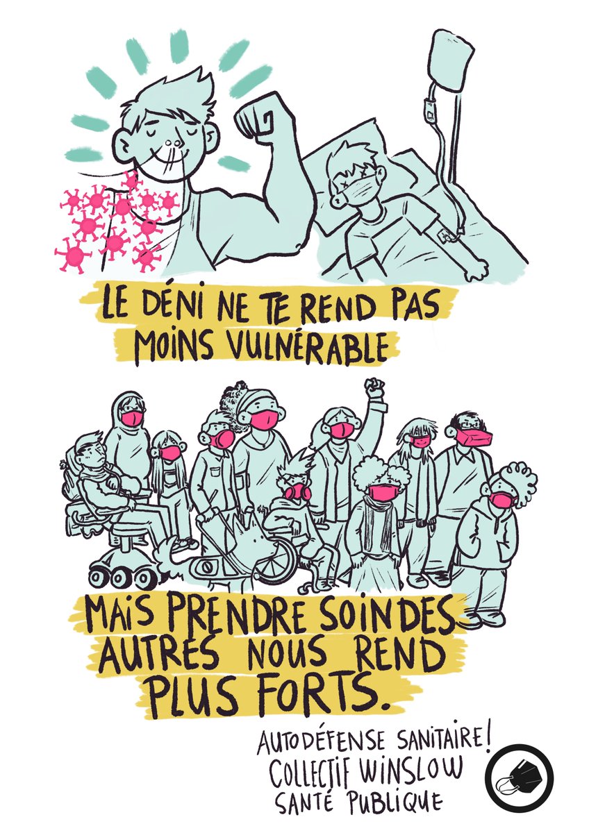 Affiche promouvant l’autodéfense sanitaire face au COVID - Description détaillée ci-après