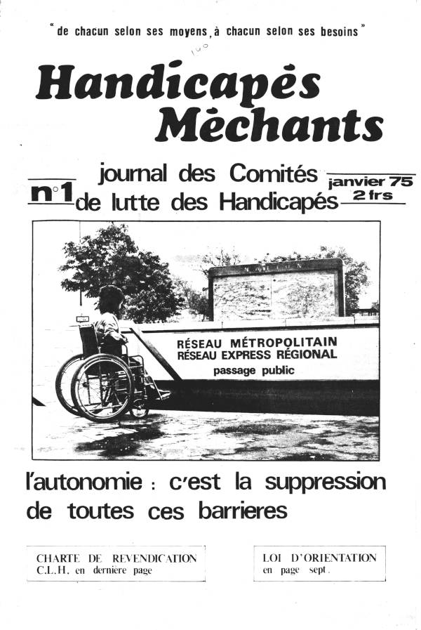 Une d’un journal des Handicapés Méchants - Description détaillée ci-après